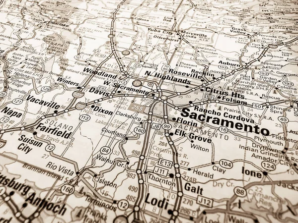 Sacramento Kaart Van Verenigde Staten — Stockfoto