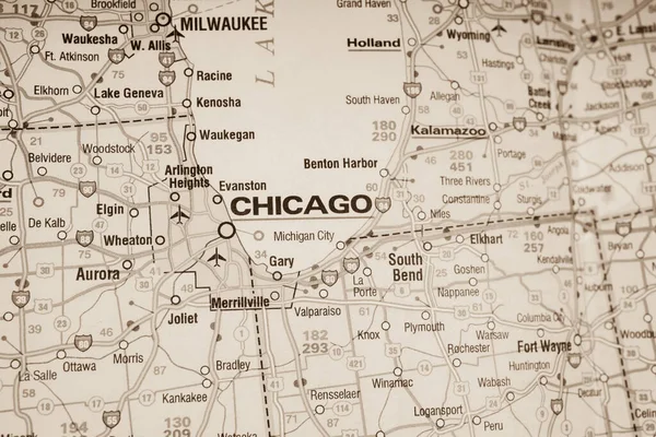 Chicago Mapě — Stock fotografie