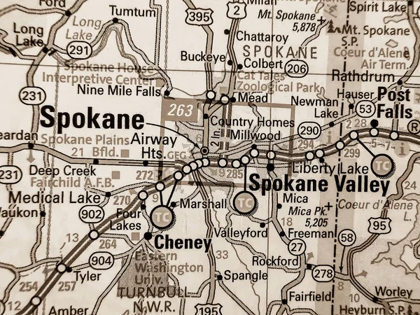 Spokane Mapie Usa — Zdjęcie stockowe