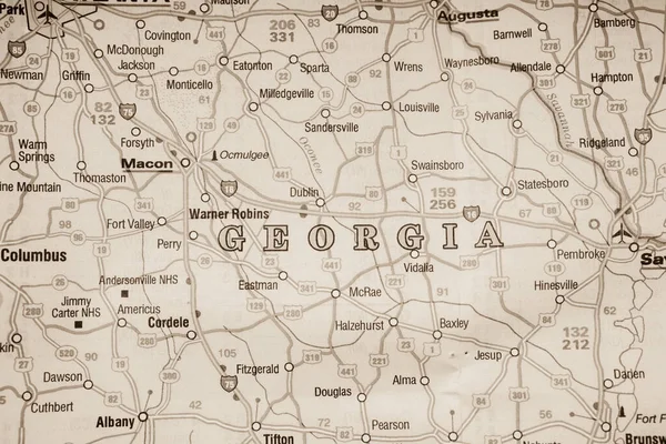 Штат Джорджия Фоне Карты Сша — стоковое фото