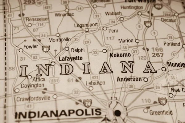 Indiana Usa Mapa Pozadí — Stock fotografie