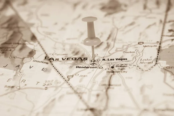 Las Vegas Sullo Sfondo Della Mappa Degli Stati Uniti — Foto Stock