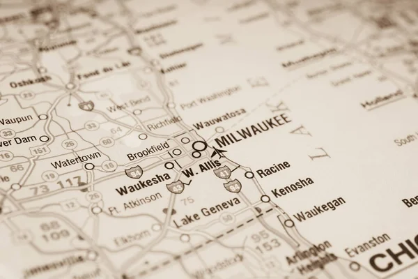 Milwaukee Mapě — Stock fotografie