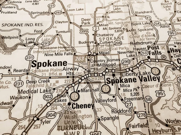 Spokane Mapie Usa — Zdjęcie stockowe