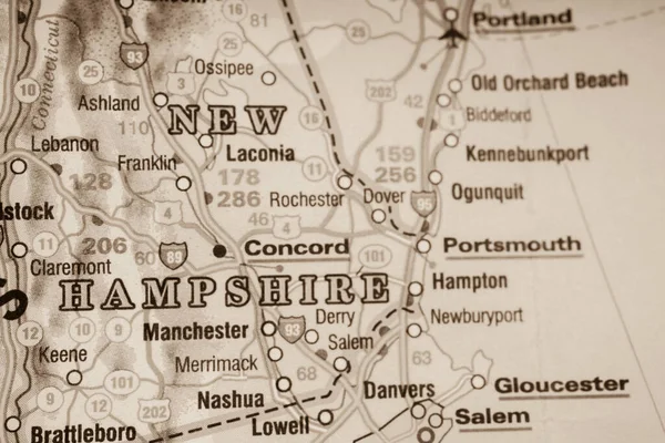 New Hampshire Usa Térképen — Stock Fotó