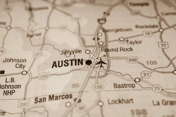 Austin Mapa Fondo Viaje —  Fotos de Stock