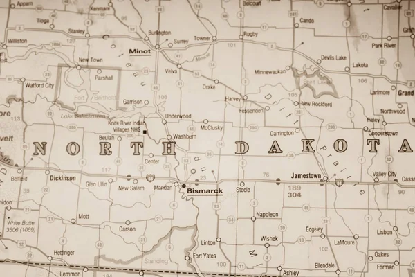 North Dacota Interactieve Kaart — Stockfoto