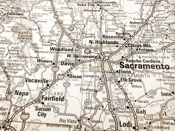 Sacramento Estados Unidos Mapa —  Fotos de Stock