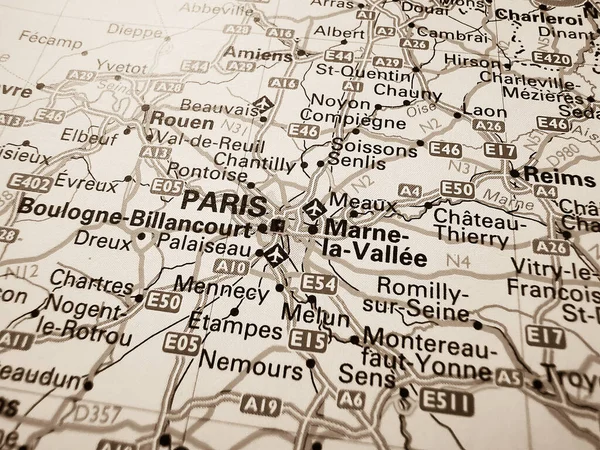 Paříž Mapě Evropy — Stock fotografie