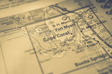 Cape Coral on USA map clipart