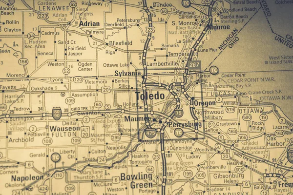 Toledo Mapie Usa Tło Podróży — Zdjęcie stockowe