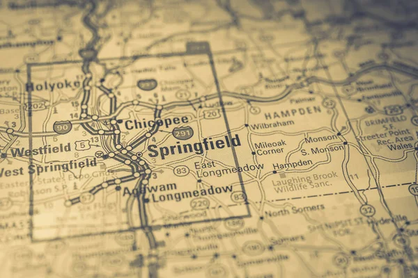 Springfield Sur Carte Voyage Usa — Photo