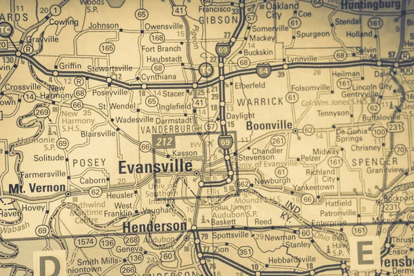 Evansville Usa Mapa Cestovní Zázemí — Stock fotografie