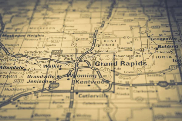 Grand Rapids Map Usa Travel Background — Stock Photo, Image
