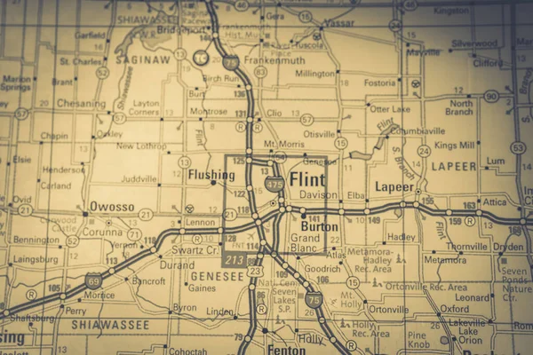 Flint Usa Mapa Viagem Fundo — Fotografia de Stock