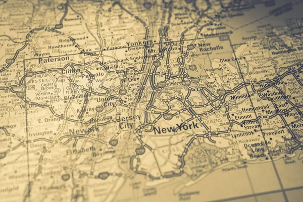 New York Sur Carte Voyage États Unis — Photo