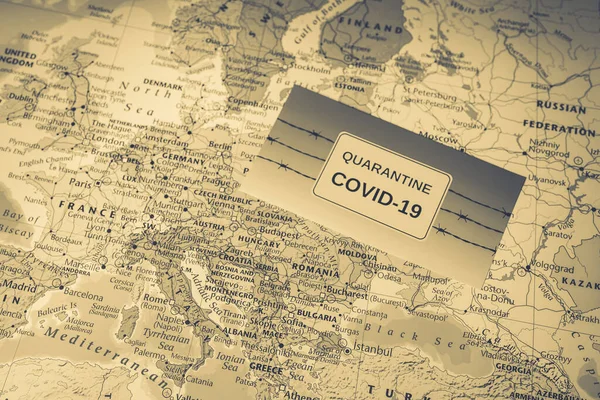 Карта Європи Coronavirus Covid Karantine — стокове фото