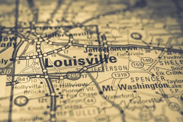 Louisville Nos Eua Mapa Viagem Fundo — Fotografia de Stock