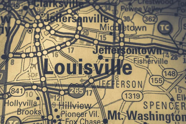 Louisville Nos Eua Mapa Viagem Fundo — Fotografia de Stock