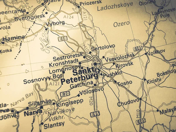 Sankt Peterburg Sobre Mapa Europa — Fotografia de Stock