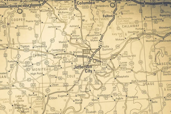 Jefferson City Στις Ηπα Χάρτη Ταξιδιωτικό Υπόβαθρο — Φωτογραφία Αρχείου