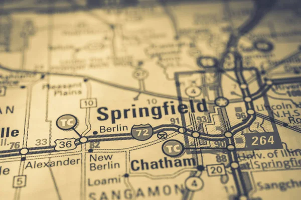 Springfield Sur Carte Des États Unis Fond Voyage — Photo