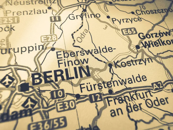 Berlin on a road map of Europe