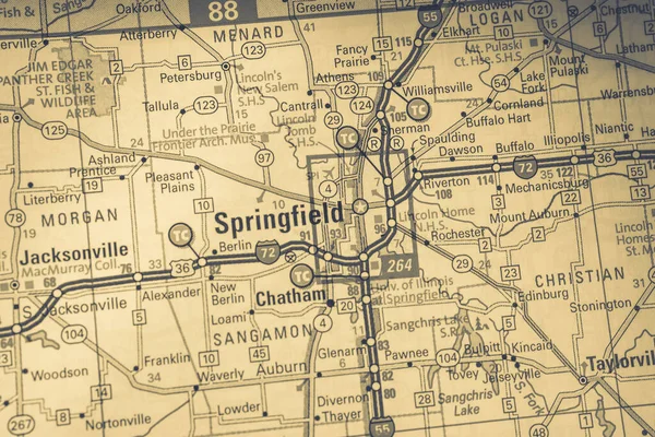 Springfield Στις Ηπα Χάρτη Ταξιδιωτικό Υπόβαθρο — Φωτογραφία Αρχείου