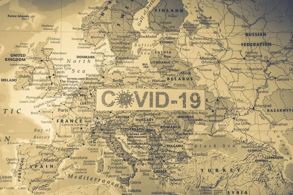 Europa Mapa Coronavirus Covid Quarentena — Fotografia de Stock