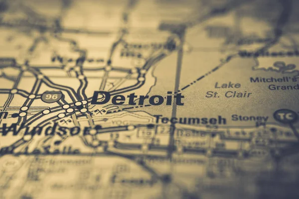 Detroit on USA travel map