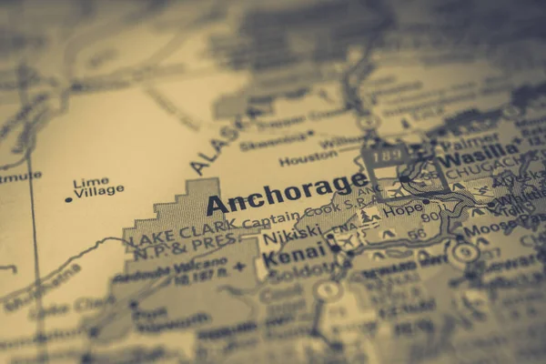 Anchorage Sur Carte Voyage Usa — Photo