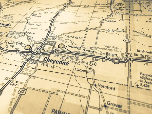 Cheyenne Usa Karta — Stockfoto