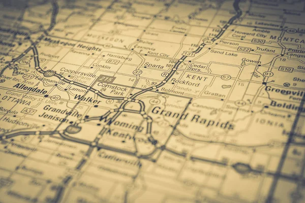 Grand Rapids Mapa Fondo Viaje —  Fotos de Stock