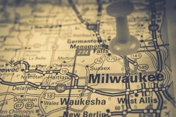 Milwaukee Cestovní Mapě Usa — Stock fotografie