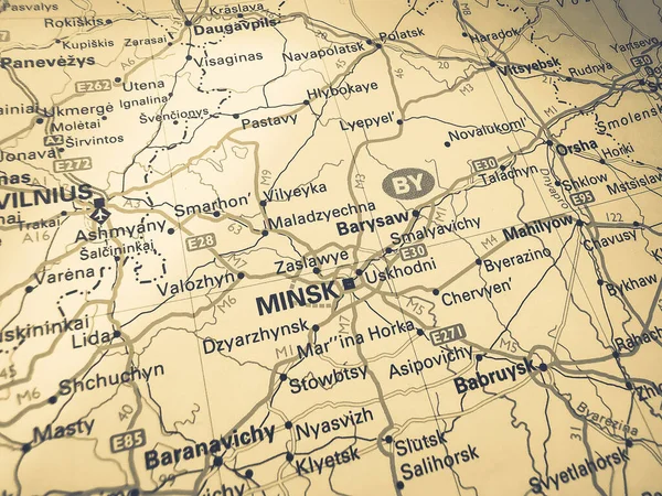 Minsk Road Map Europe — Stock Photo, Image