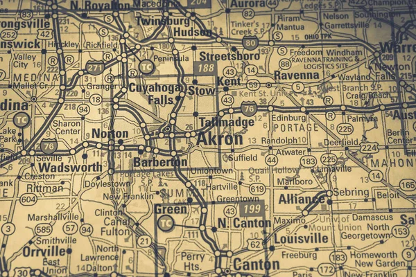 Akron Mapa Dos Eua Fundo Viagem — Fotografia de Stock