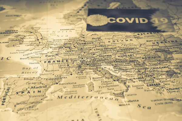 Avrupa Haritası Coronavirus Covid Karantina Arkaplanı — Stok fotoğraf