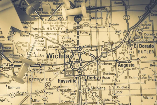 Wichita Usa Mapa Fondo Viaje — Foto de Stock