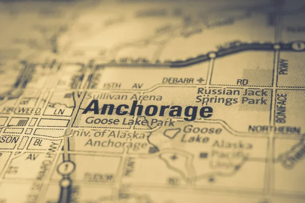 Anchorage Sur Carte Voyage Usa — Photo