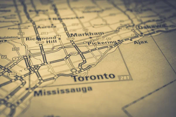 Torronto Mapie Podróży Kanadzie — Zdjęcie stockowe