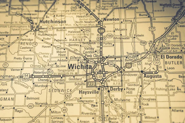 Wichita Yhdysvallat Kartta Matkustaa Tausta — kuvapankkivalokuva