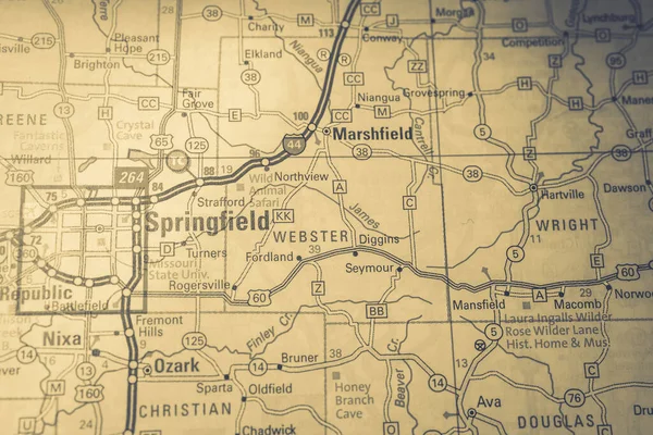 Springfield Sullo Sfondo Della Mappa Degli Stati Uniti — Foto Stock