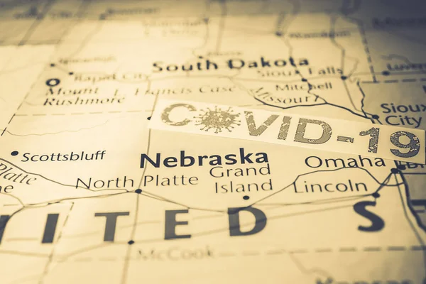 Stato Del Nebraska Covid Sfondo Quarantena — Foto Stock