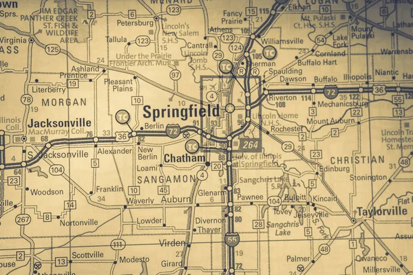 Springfield Stati Uniti America Mappa — Foto Stock