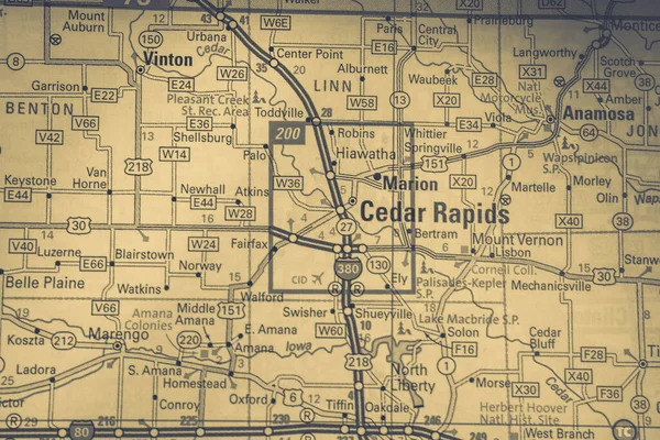 Cedar Rapids Mapie Podróży Usa — Zdjęcie stockowe