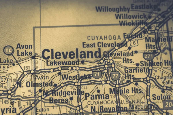 Cleveland Auf Der Usa Karte Reisehintergrund — Stockfoto