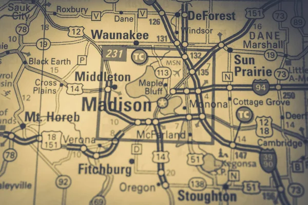 Madison Egyesült Államok Térképen — Stock Fotó