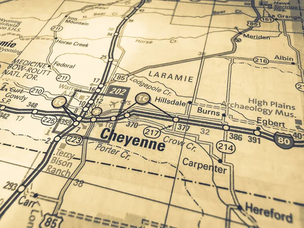 Cheyenne Estados Unidos Mapa —  Fotos de Stock