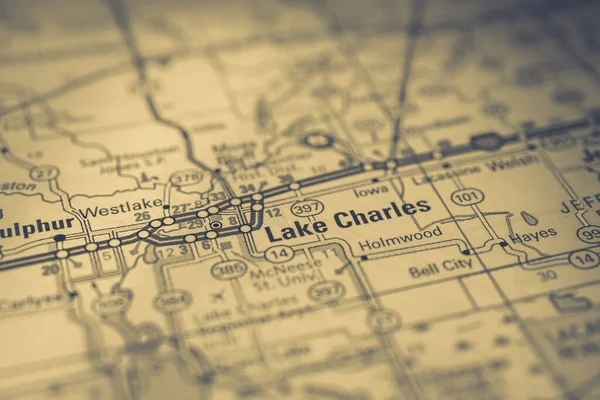 Lago Charles Estados Unidos Mapa — Foto de Stock