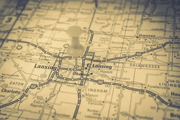 Lansing Mapie Usa Tło Podróży — Zdjęcie stockowe